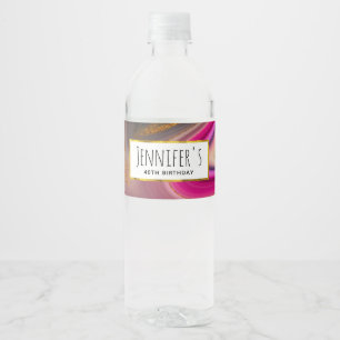 Etiqueta Para Botella De Agua Resumen rosa y negro con Fiesta de bañadores de or