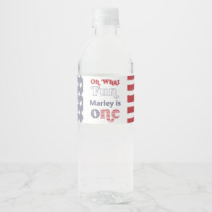 Etiqueta Para Botella De Agua Retro Patriótico Rojo Azul Blanco Primer Fiesta de