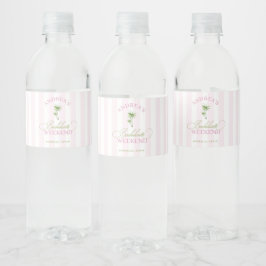 Etiqueta Para Botella De Agua Retro Rosa y Verde Fiesta de Soltera de Palma en l