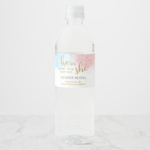 Etiqueta Para Botella De Agua Revelación de género de Purpurina de oro de color 