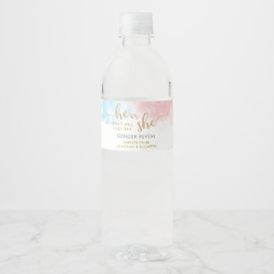 Etiqueta Para Botella De Agua Revelación de género de Purpurina de oro de color