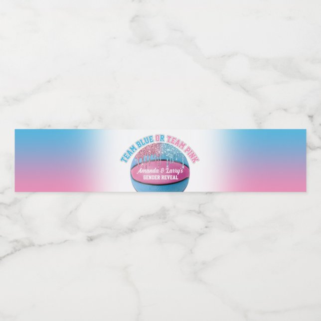 Etiqueta Para Botella De Agua Revelación de género del baloncesto (Etiqueta única)