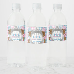 Etiqueta Para Botella De Agua Revelación de género rosa azul a cuadros Baby Q BB