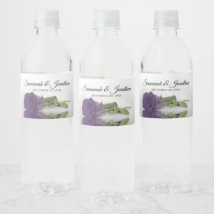 Etiqueta Para Botella De Agua Romántico Ametista Rosa Púrpura Elegante Boda