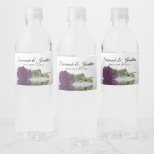 Etiqueta Para Botella De Agua Romántico Plum Purple Rosa Elegante Boda