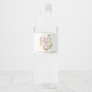 Etiqueta Para Botella De Agua Ropa de Chica de follaje rosa lindo Baby Shower