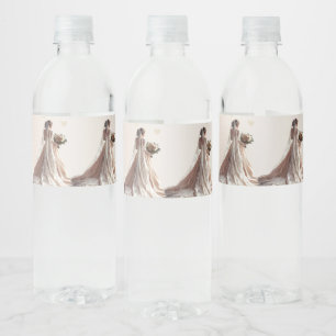 Etiqueta Para Botella De Agua Rosa Boda de Invierno Novia Fiesta del corazón bri