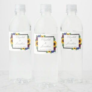Etiqueta Para Botella De Agua Rosa de girasol Boda floral