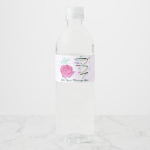 Etiqueta Para Botella De Agua Rosa del Día de la Madre y Confetti