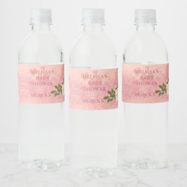 Etiqueta Para Botella De Agua Rosa Dorado Brillo y Glamour Personalizado