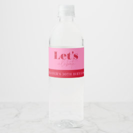 Etiqueta Para Botella De Agua Rosa elegante rojo Celebremos Cumpleaños