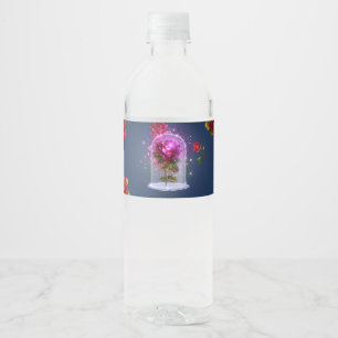 Etiqueta Para Botella De Agua Rosa Roja Mágica Encantada Fiesta de Cumpleaños de