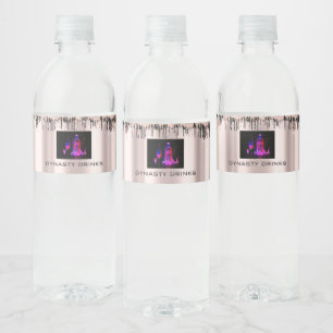Etiqueta Para Botella De Agua Rosa Rubor Black Dris Dynasty Drinks Event Logo