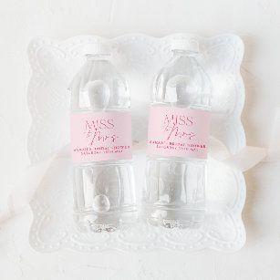 Etiqueta Para Botella De Agua Rosas modernos de ducha con flores brillantes rosa