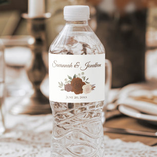 Etiqueta Para Botella De Agua Rosas rusos de otoño quemaron a Boda de Umber y Na
