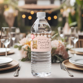 Etiqueta Para Botella De Agua Rubor Pink Can Bearly Wait Teddy Bear Baby Shower
