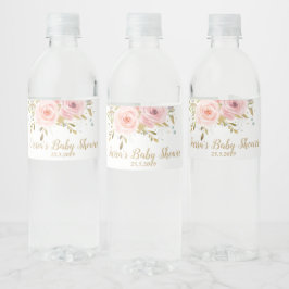 Etiqueta Para Botella De Agua Rubor Pink Roses Vintage Floral Baby Shower