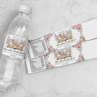Etiqueta Para Botella De Agua Rubor Rosa Floral Libro Nuevo Capítulo Despedida d