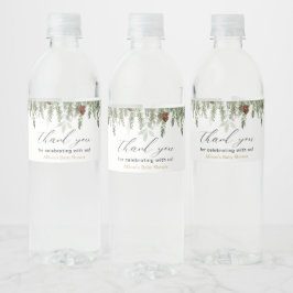 Etiqueta Para Botella De Agua Rústico árbol de pino de invierno bellota etiqueta