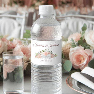 Etiqueta Para Botella De Agua Rústico Boda de Rosas Rosa y Mauve Elegantes de Ru