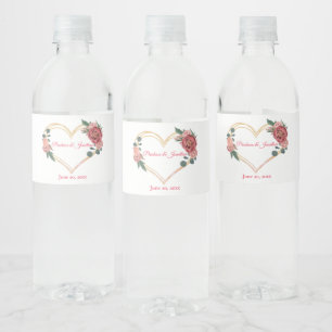 Etiqueta Para Botella De Agua Rústico Rubor Peach Boho Rosas Elegante Boda