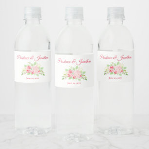 Etiqueta Para Botella De Agua Rústico Rubor Peach Boho Rosas Elegante Boda