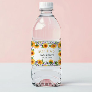 Etiqueta Para Botella De Agua Rústicos girasoles y lavanda Láminas de agua para 