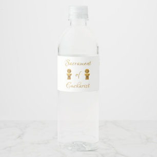 Etiqueta Para Botella De Agua Sacramento dorado de la Eucaristía y el cáliz