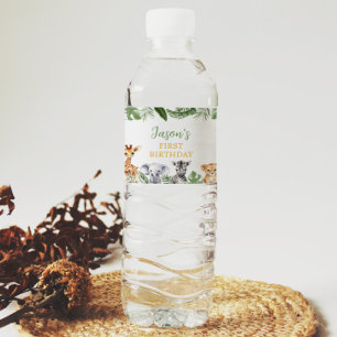 Etiqueta Para Botella De Agua Safari Animales Etiqueta de botella de agua de fie