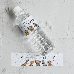 Etiqueta Para Botella De Agua Safari Animals Baby Shower moderno