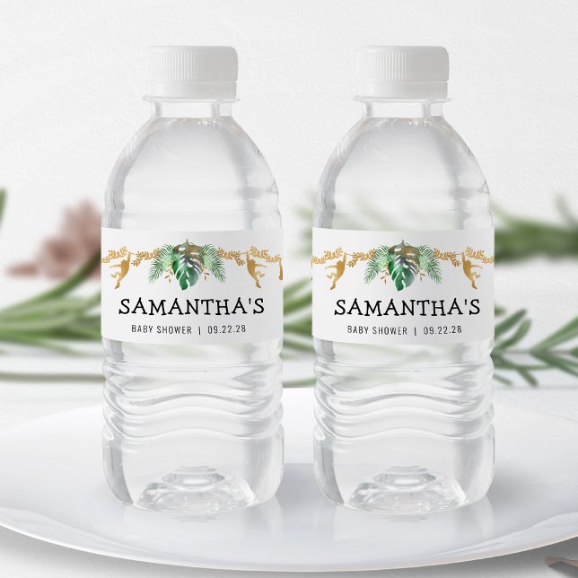 Etiqueta Para Botella De Agua Safari Baby Shower Green Gold (Subido por el creador)