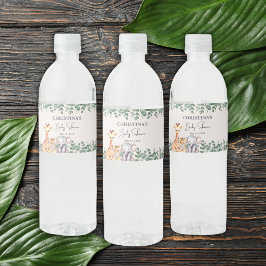 Etiqueta Para Botella De Agua Safari de color de agua Animales Baby Shower Graci