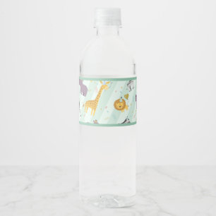 Etiqueta Para Botella De Agua Safari Wild Animales Confetti Fiesta de Cumpleaños