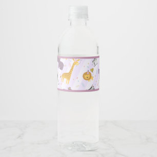Etiqueta Para Botella De Agua Safari Wild Animales Confetti Fiesta del Cumpleaño