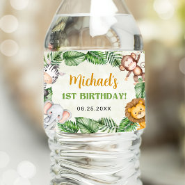 Etiqueta Para Botella De Agua Safari Wild Un Cumpleaños