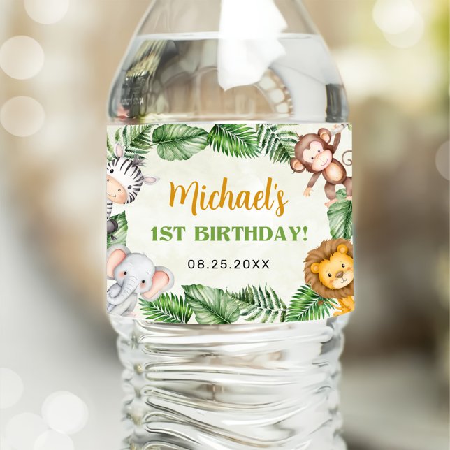 Etiqueta Para Botella De Agua Safari Wild Un Cumpleaños (Subido por el creador)