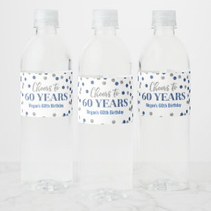 Etiqueta Para Botella De Agua Saludos a los 60 años del cumpleaños de Confetti B