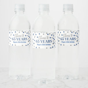 Etiqueta Para Botella De Agua Saludos a los 65 años del cumpleaños del Confett