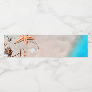 Etiqueta Para Botella De Agua Sandy Tropical Beach Starfish Seashell
