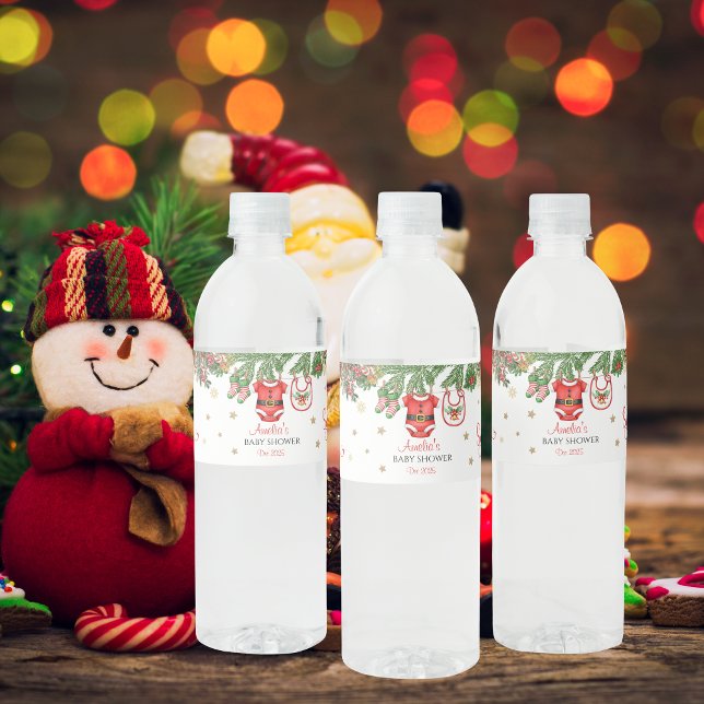Etiqueta Para Botella De Agua Santa Baby Christmas Baby Shower Decoration (Subido por el creador)
