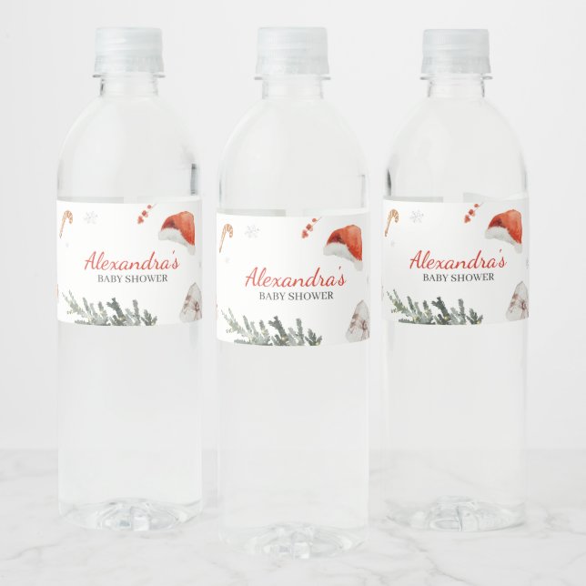 Etiqueta Para Botella De Agua Santa Baby Shower (Botellas)