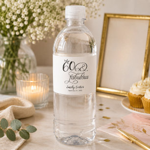 Etiqueta Para Botella De Agua Script de Sesenta y Fabuloso Cumpleaños 60