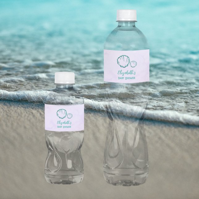 Etiqueta Para Botella De Agua Seashell Baby Shower (Subido por el creador)