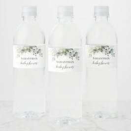 Etiqueta Para Botella De Agua Sello de botella de agua de Eucalyptus Baby Shower