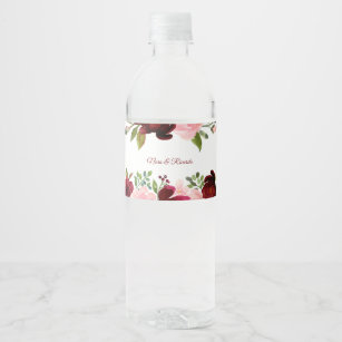 Etiqueta Para Botella De Agua Sello de botella de agua floral elegante de la pri