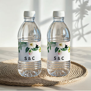Etiqueta Para Botella De Agua Sello de botella de agua floral elegante de la veg