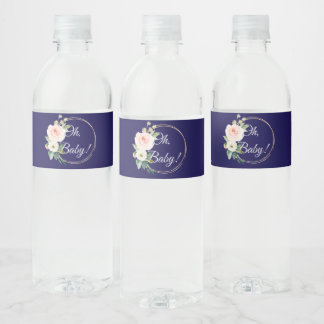 Etiqueta Para Botella De Agua Sello de botellas de agua azul de la Marina Oh beb