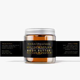 Etiqueta Para Botella De Agua Sello elegante de vidrio estético de oro negro