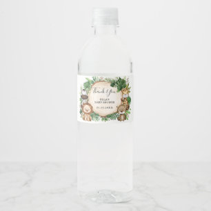 Etiqueta Para Botella De Agua Selva de animales Vegetación tropical Baby Shower 