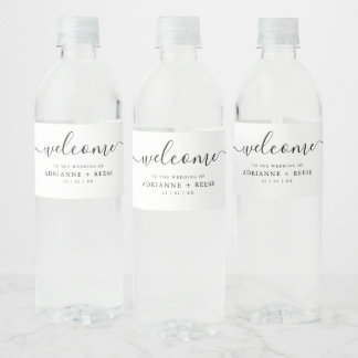 Etiqueta Para Botella De Agua Sencilla elegancia de la botella de agua negra y B